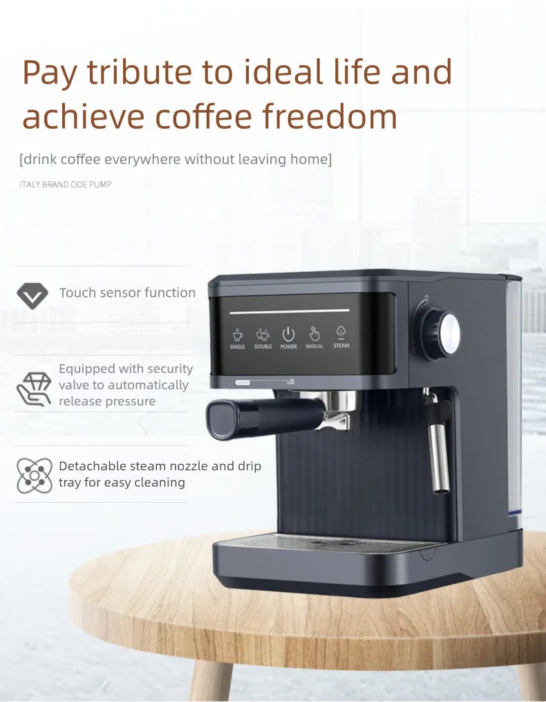 Semi-automatic Italian Espresso Coffee Machine Home Office Coffee Maker Milk Foam Frothing Coffee Machine