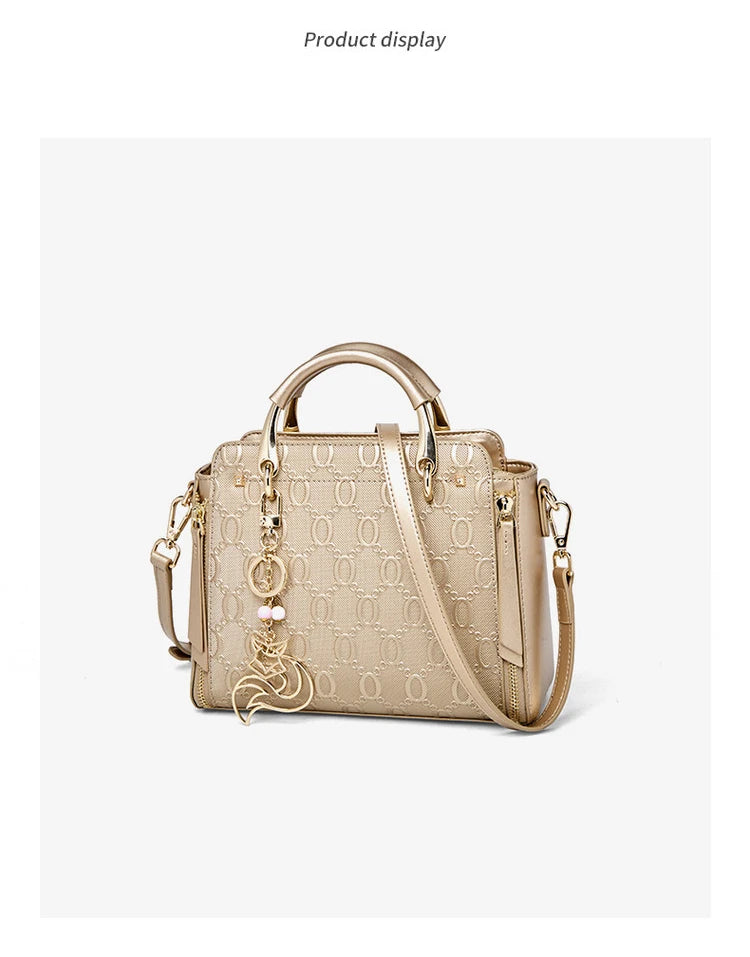 Cowhide Leather Women’s Handbag Luxury Design Elegant shoulder, crossbody, and tote style in one. Spacious and stylish, perfect for moms and everyday use.