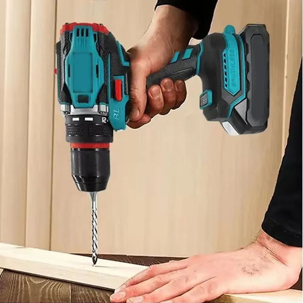 10mm Brushless Electric Impact Drill Driver 2-Speed Cordless Power Tool for Home DIY Construction 18V Battery Not Included