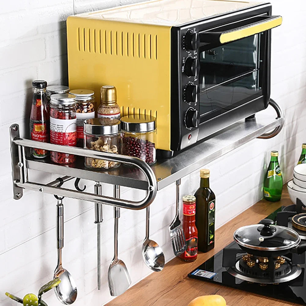 Microwave Oven Rack Stainless Steel Microwave Oven Shelf Wall-Mounted Kitchen Shelf Kitchen Shelves Counter