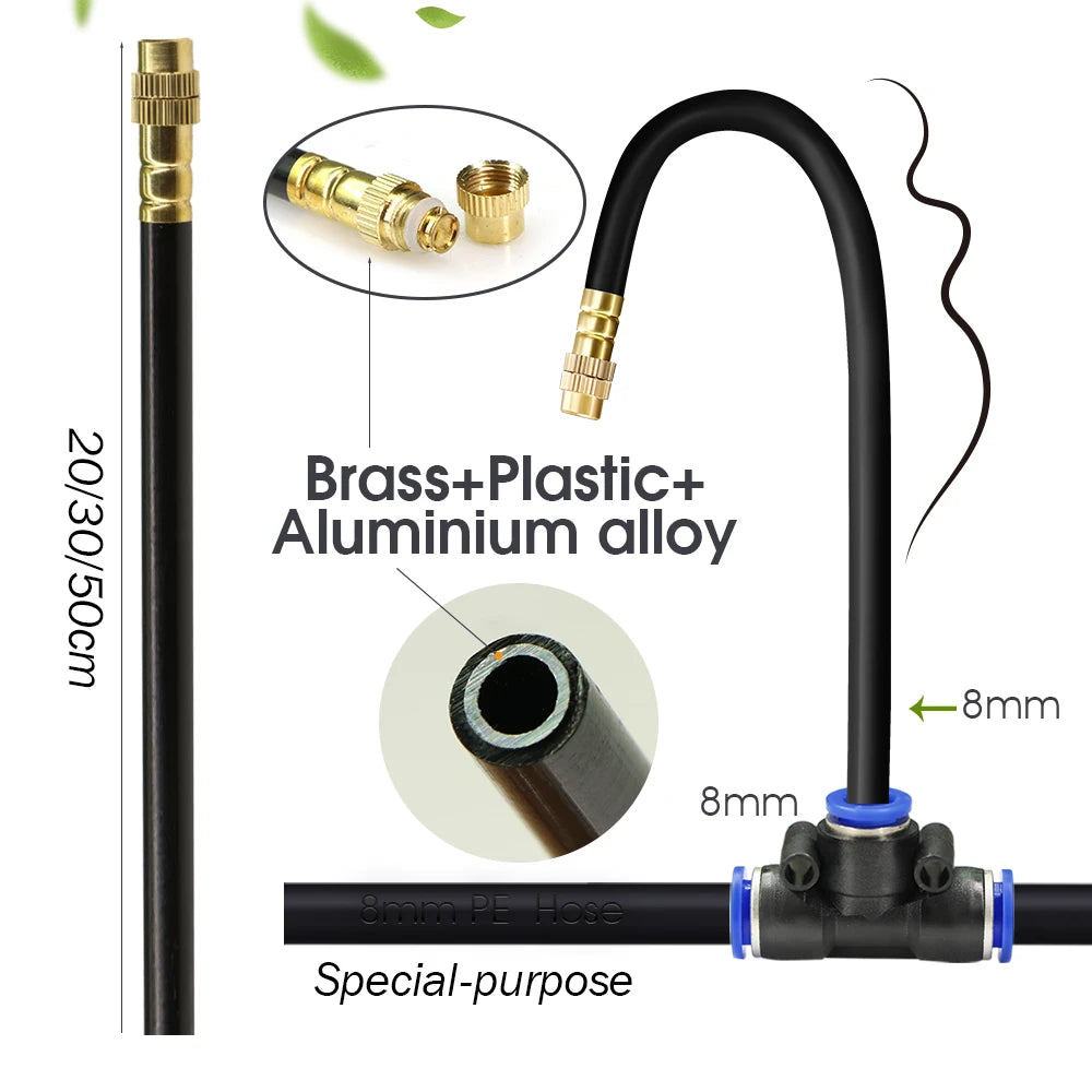 Garden Programmable Timer Misting Cooling System 360° Free-bend Misting Nozzle Adjustable Atomizer Sprayer Outdoor Watering Kits