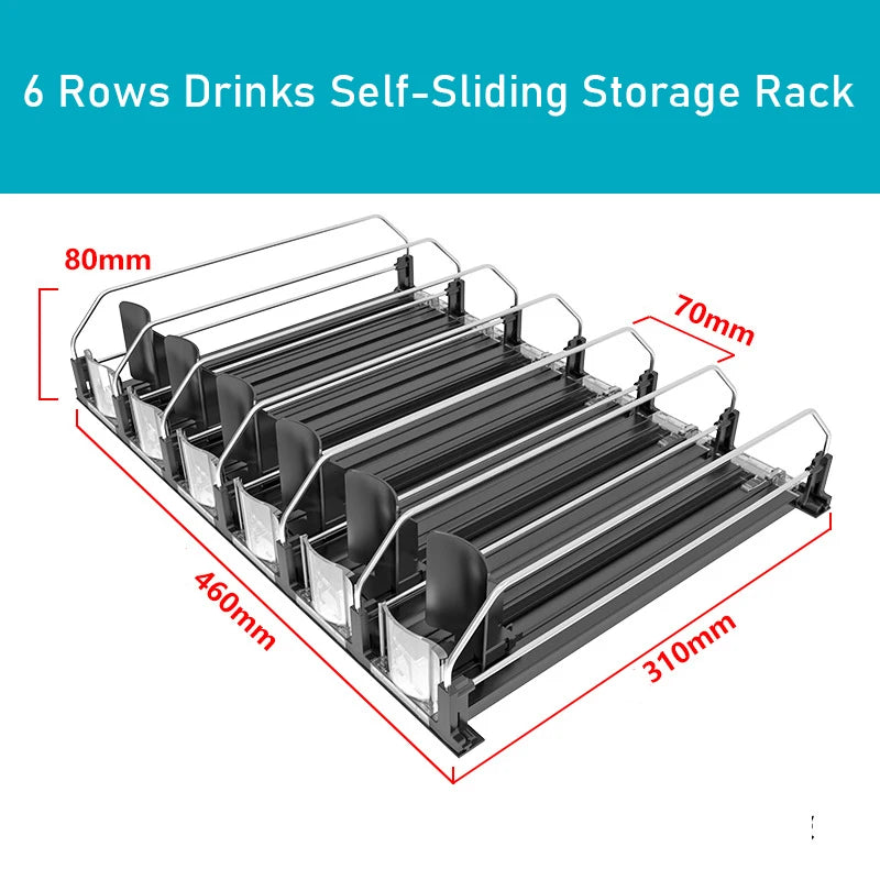 Drinks Self-Sliding Storage Rack Refrigerator Drink Organizer Soda Kola Beer Can Dispenser Adjustable Width Kitchen Organizer