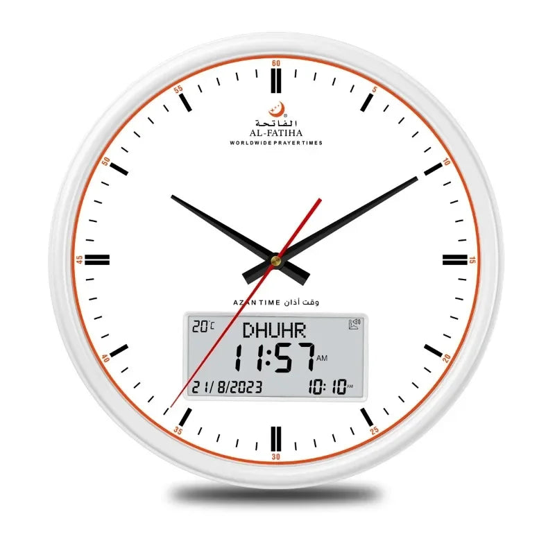 Digital Azan  Wall Clock Prayer Muslim Clock, Digital-Analog Watch with Hijri Calendar, Time Mosque Clock