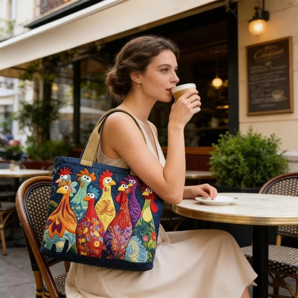 Trendy Vintage Quilted Tote Bag 3D Printed Patterns Large Capacity Travel Handbag Cotton Lightweight Canvas Bag Women Accessory