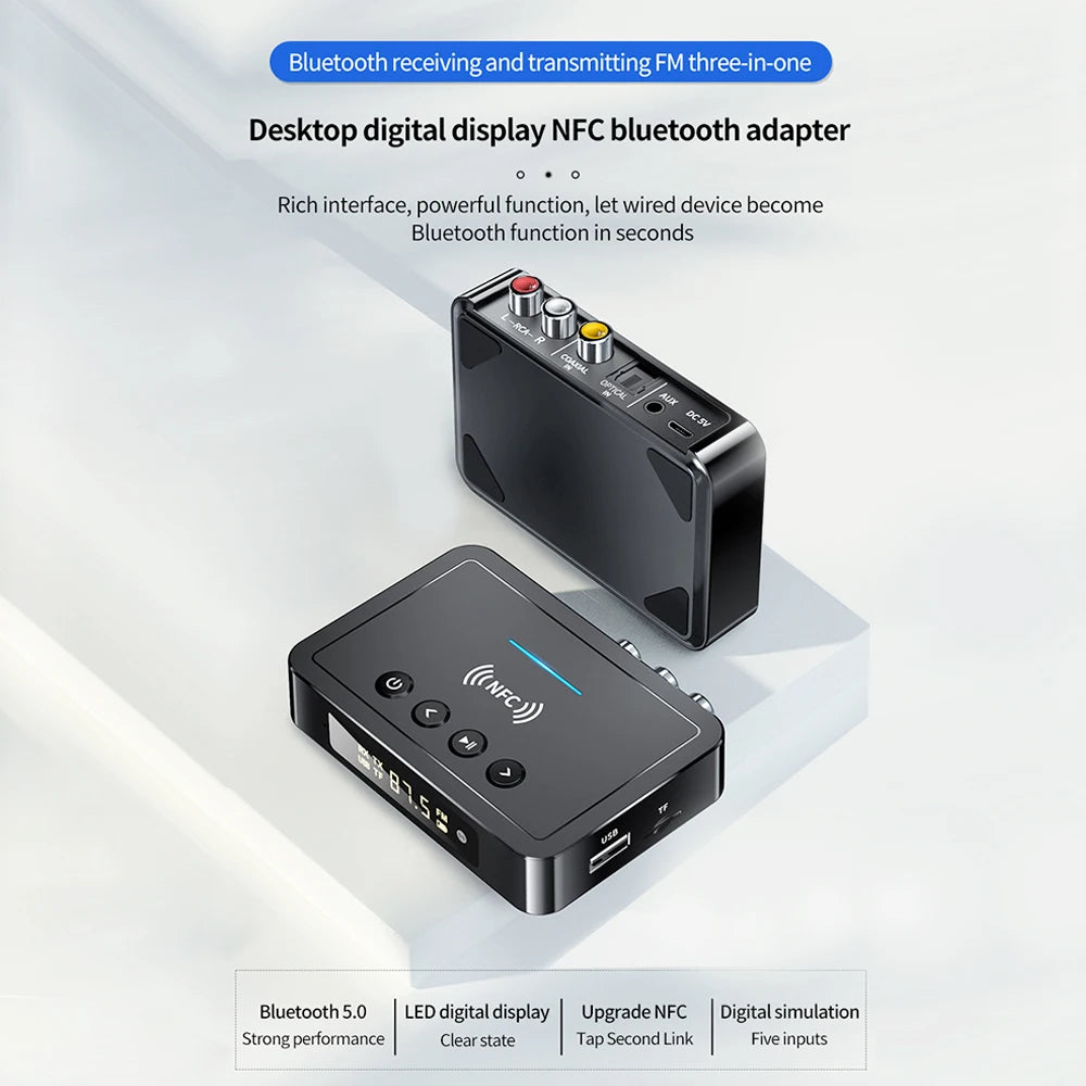 Rechargeable Digital Adapter Bluetooth 5.4 M6 Bluetooth Receiver Transmitter 3.5mm AUX/RCA/USB U Disk/TF Input Remote Controller