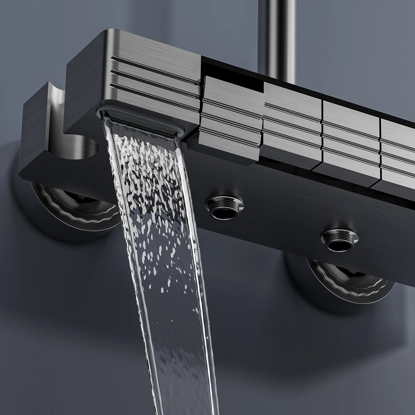 Digital Display Shower Faucet Set Rainfall Bathroom Mixer Tap Grey Bidet Shower System With Ambient Lighting Bathroom Accessorie