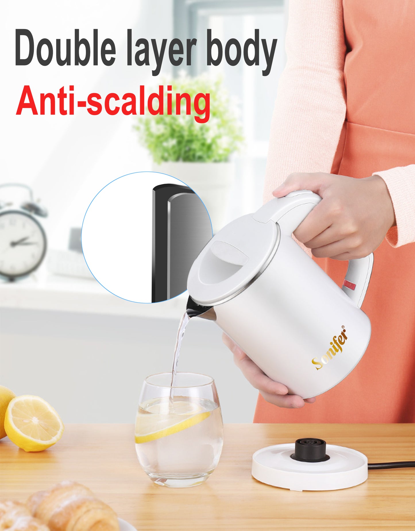 Travel Electric Kettle Tea Coffee 0.6L Mini Stainless Steel Cordless Portable  Kettle 800W For Hotel Family Trip Pot Sonifer