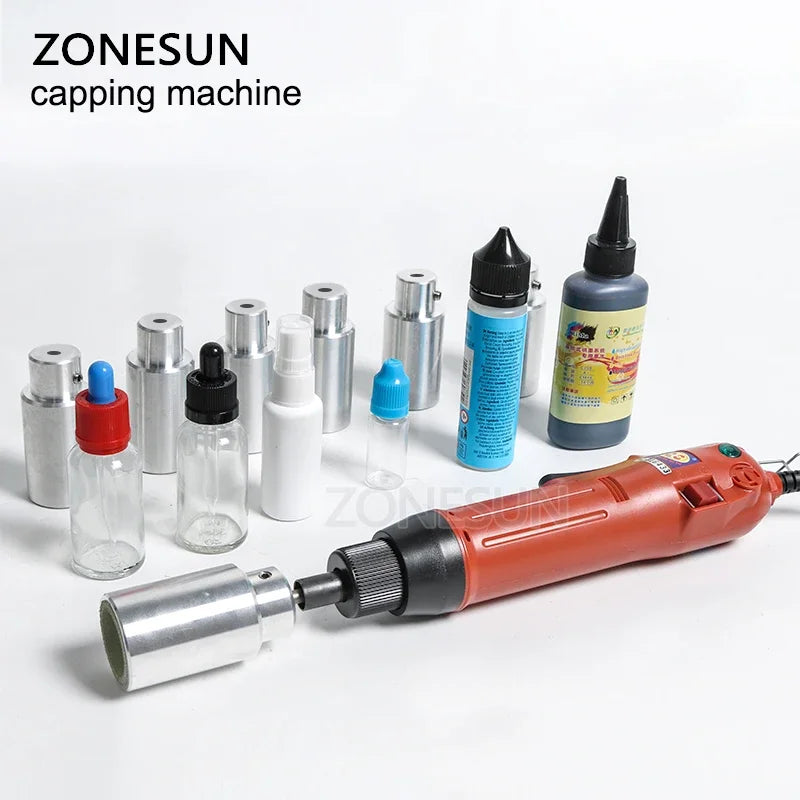 ZONESUN Optional Mix Up Capping Machine Portable Automatic Electric With Security Ring Bottle Capper Screwing Sealing Machine