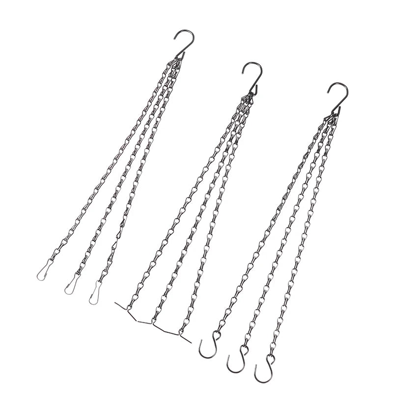 40cm Rattan Hanging Pendant Chain Flowers Basket Chain Flower Pot Hydroponic Plants Grow Tools Garden Decorations With 3 Hooks