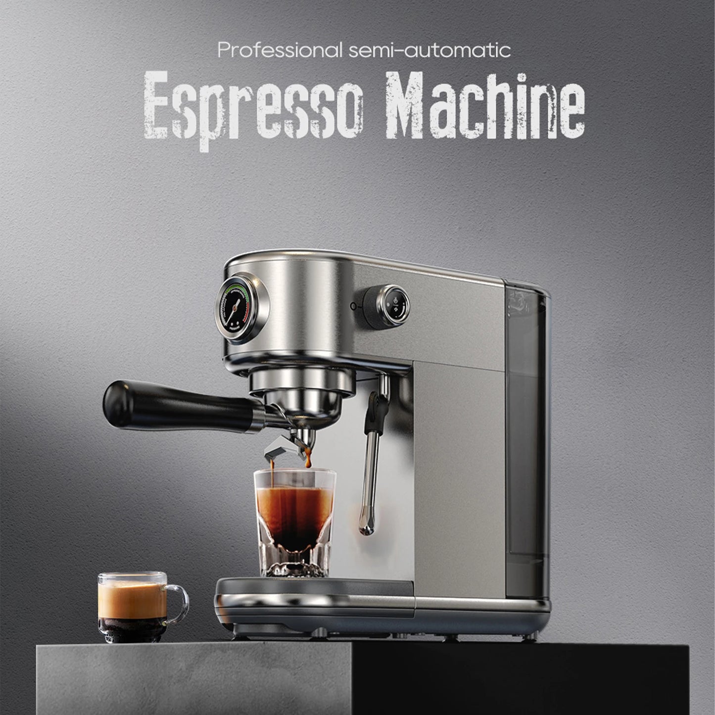 1.3L Coffee Machine Professional Coffee Maker 20 Bar Pressure Stainless Steel Semi Automatic with Digital Display Adjustable