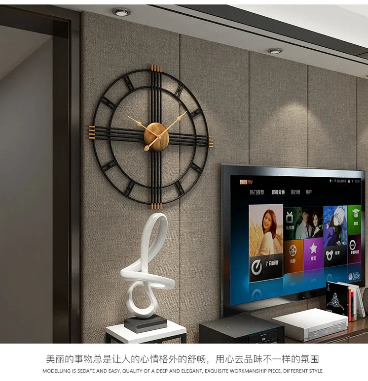 80cm Simple wall clock European style wrought iron  living room clocks creative fashion mute home modern decorative clock