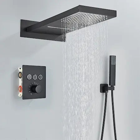 Thermostatic shower syste Waterfall Shower Faucet Concealed Shower r Wall Mounted Shower Column Hot And Cold Mixing Valve