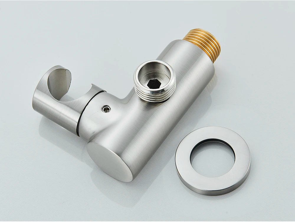 Poiqihy Chrome Shower Head Holder Handheld Shower Spray Bracket Wall Mounted Bidet Sprayer Holder Concealed Faucet Accessory