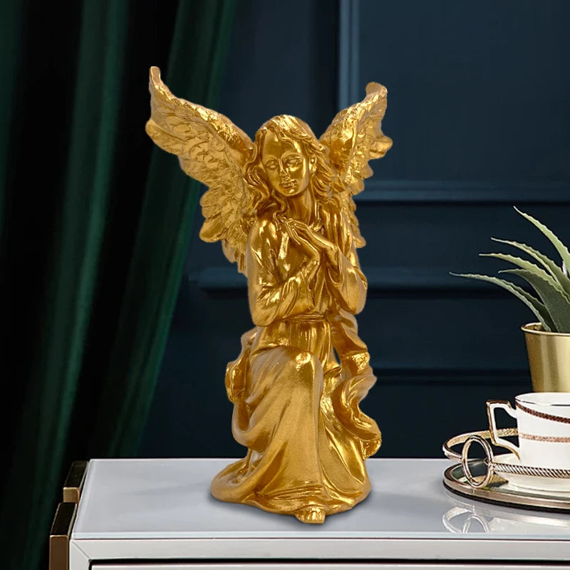 Resin Angel Statues Europe Christmas Manger Scene Girl Figurines Home Interior Desktop Decor Accessories Object Collection Bless