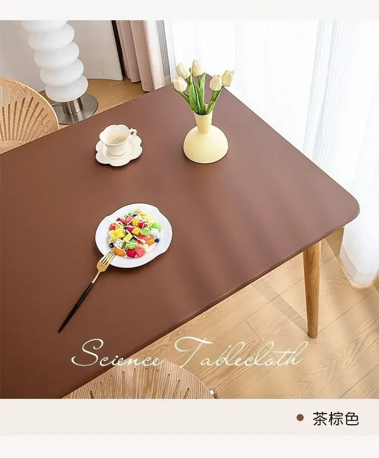 90 x 180cm Leather surface Waterproof Oil-proof Tablecloth Cover for Dining Table Square Surrounded Table Mat Elastic Protection