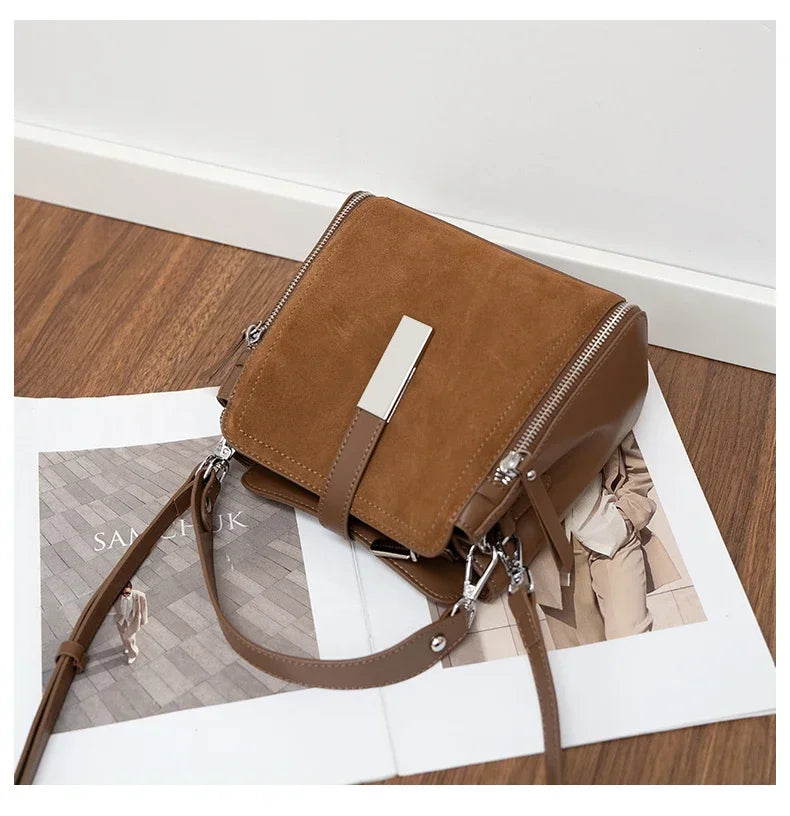 Winter Vintage Suede Leather Women’s Bag – Luxury Cowhide Design Elegant shoulder and crossbody handbag with a timeless vintage look. Soft, durable, and perfect for stylish winter wear.