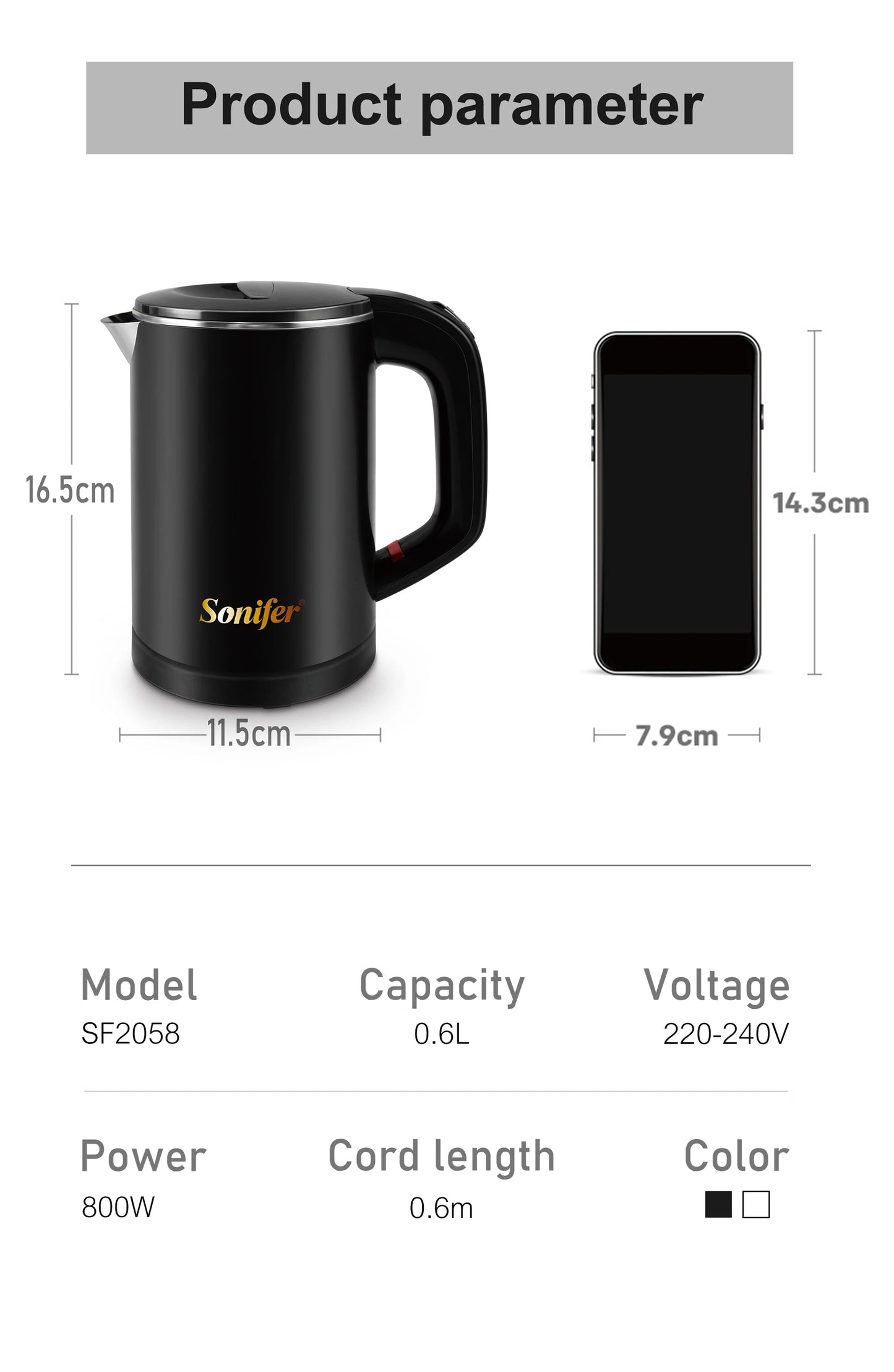 Travel Electric Kettle Tea Coffee 0.6L Mini Stainless Steel Cordless Portable  Kettle 800W For Hotel Family Trip Pot Sonifer