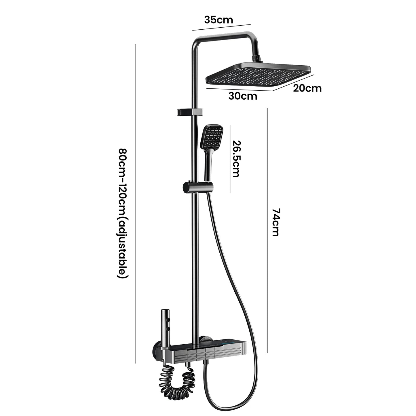 Digital Display Shower Faucet Set Rainfall Bathroom Mixer Tap Grey Bidet Shower System With Ambient Lighting Bathroom Accessorie