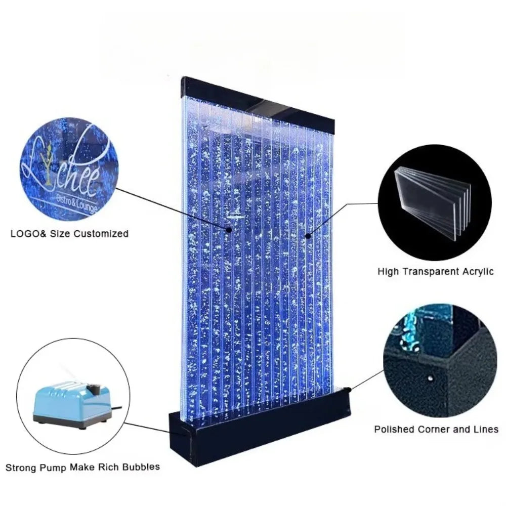 Modern Custom Home Decoration LED Water Bubble Wall 16 Color Acrylic Panel Wall Partition Room Divider Design Waterfall Fountain
