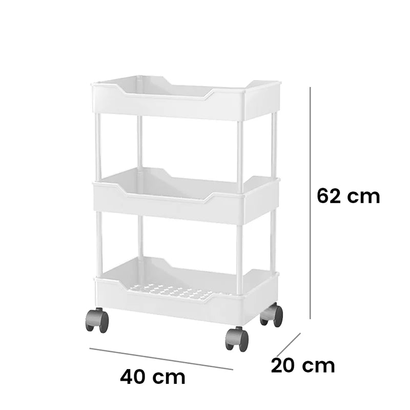 [UK Stock] Multi-Layer Trolley Rack Kitchen Floor Bedroom Organizer Cart Wheeled Bathroom Storage Rack Shelves Kitchen