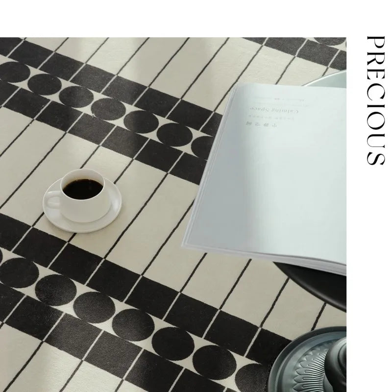 French Retro Rugs for Bedroom Checkerboard Living Room Decoration Carpet Ins Wind Plaid Bedside Floor Mat Large Area Plush Rug
