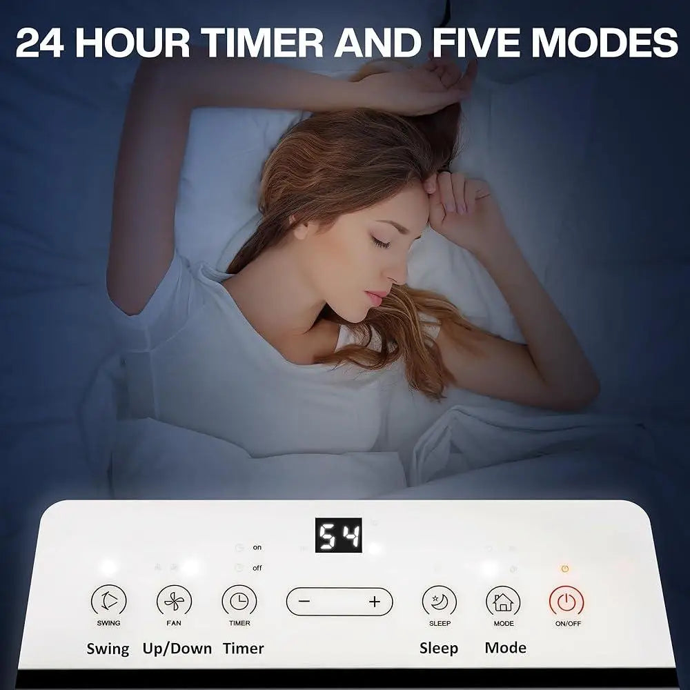 12000 BTU Portable Air Conditioner 549 Sq Ft with Dehumidifier Fan Remote Control Programmable Timer Adjustable Airflow Quiet