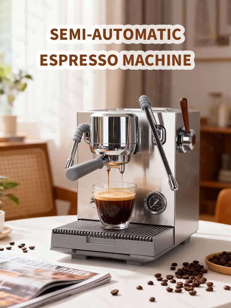 CAFOVO E120 Semi-automatic Espresso Machine ULKA Pump 9Bar OPV System Dual Boiler with OLED Display for Cafe Coffee Maker 220V