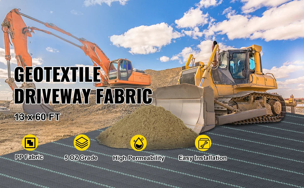 SucceBuy Commercial Grade Ground Road Large Driveway Permeable  Fabric Stabilization Roll Mat Underlayment Outdoor Waterproof