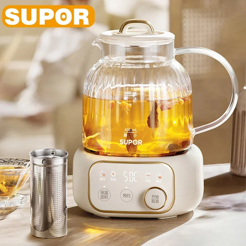 SUPOR 1L Health Pot Glass Electric Kettle 316L Stainless Steel Water Boliler 12H insulation Multifunction Household Teapot 220v