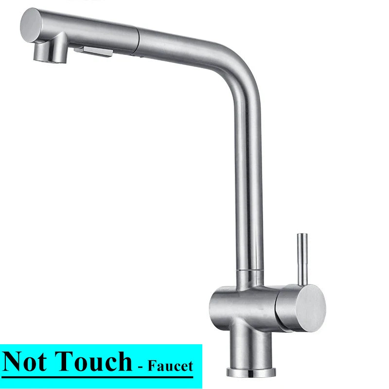 White Touch Kitchen Sink Faucets Hot Cold Pull Out Kitchen Sink Mixer Tap 304 Stainless Steel Sensor Touch on Kitchen Faucet
