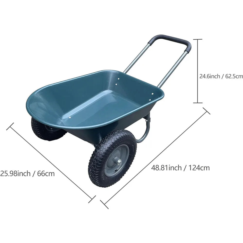 Dual-Wheel Heavy-Duty Dump Cart
1200 lb capacity poly yard wagon towable utility cart with built-in stand. Perfect for landscaping, gardening, hauling mulch, soil, firewood, or tools. Durable, easy-dump design.