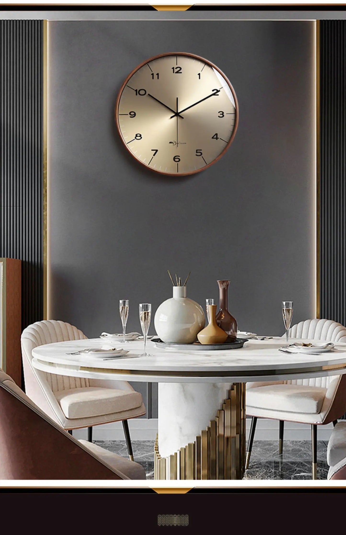 New modern simple solid wood wall clock living room household wall decoration clock
