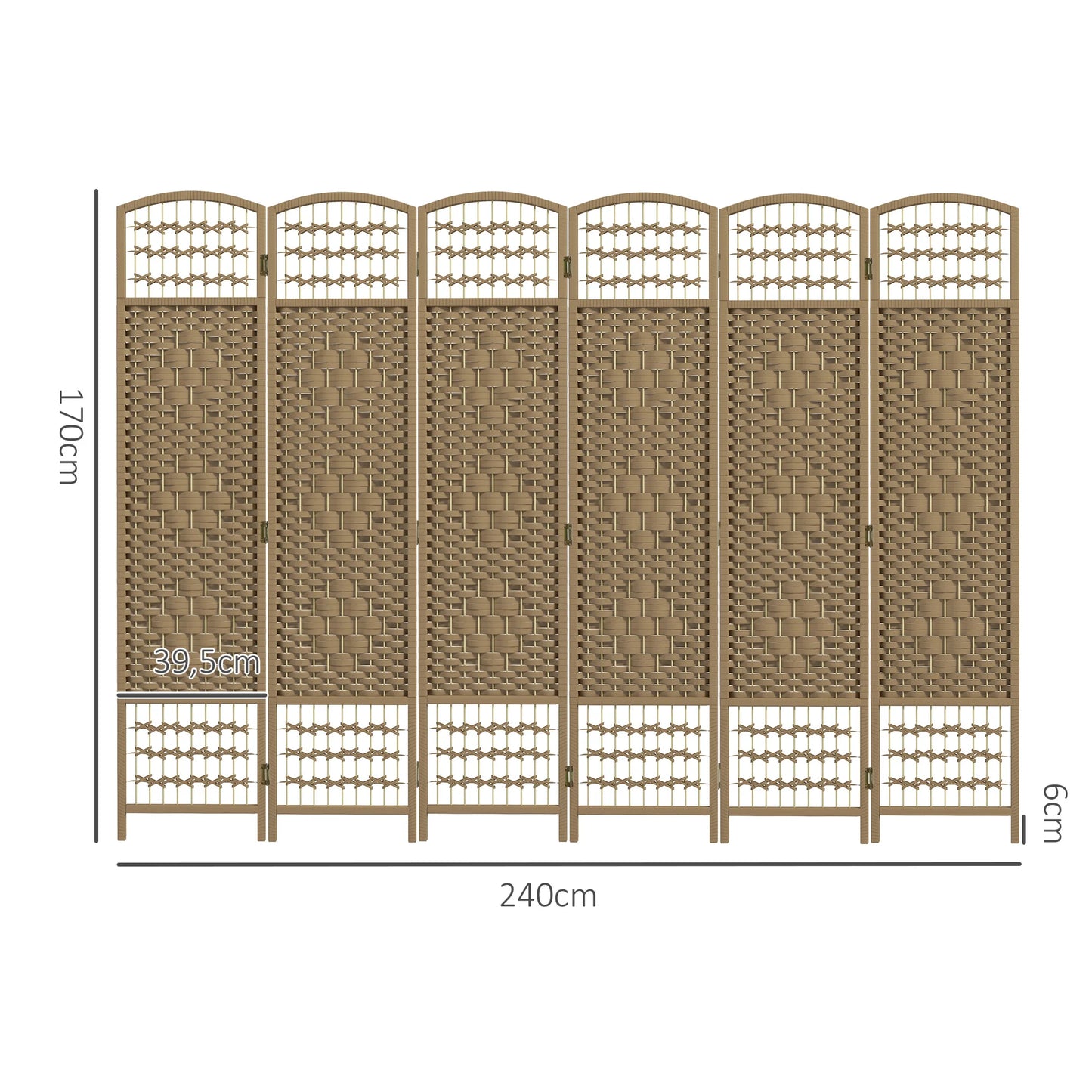 HOMCOM folding environment divider 240x170 cm Natural HOMCOM