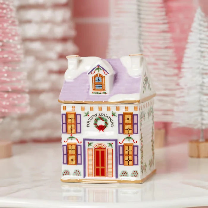 Holiday Village Spice House Set Mini Christmas Gingerbread Houses Jars Festive Decor Kitchen Countertop Christmas Candle