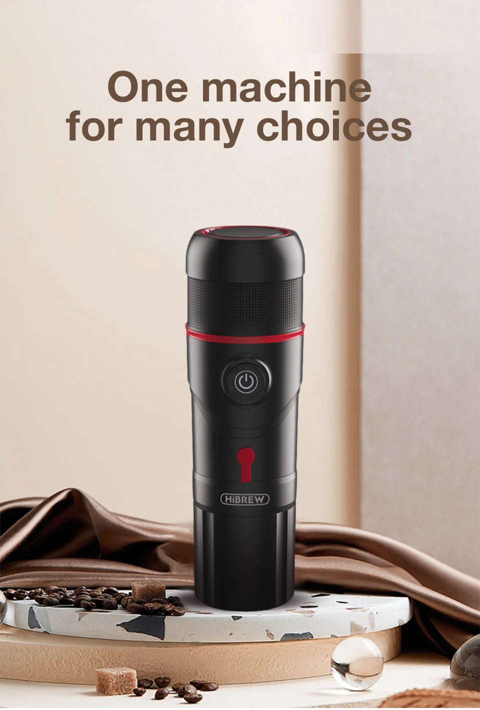 HiBREW Portable Coffee Machine for Car & Home Expresso Coffee Maker Nexpresso Dolce Pod Capsule Coffee Powder H4 Basic Version