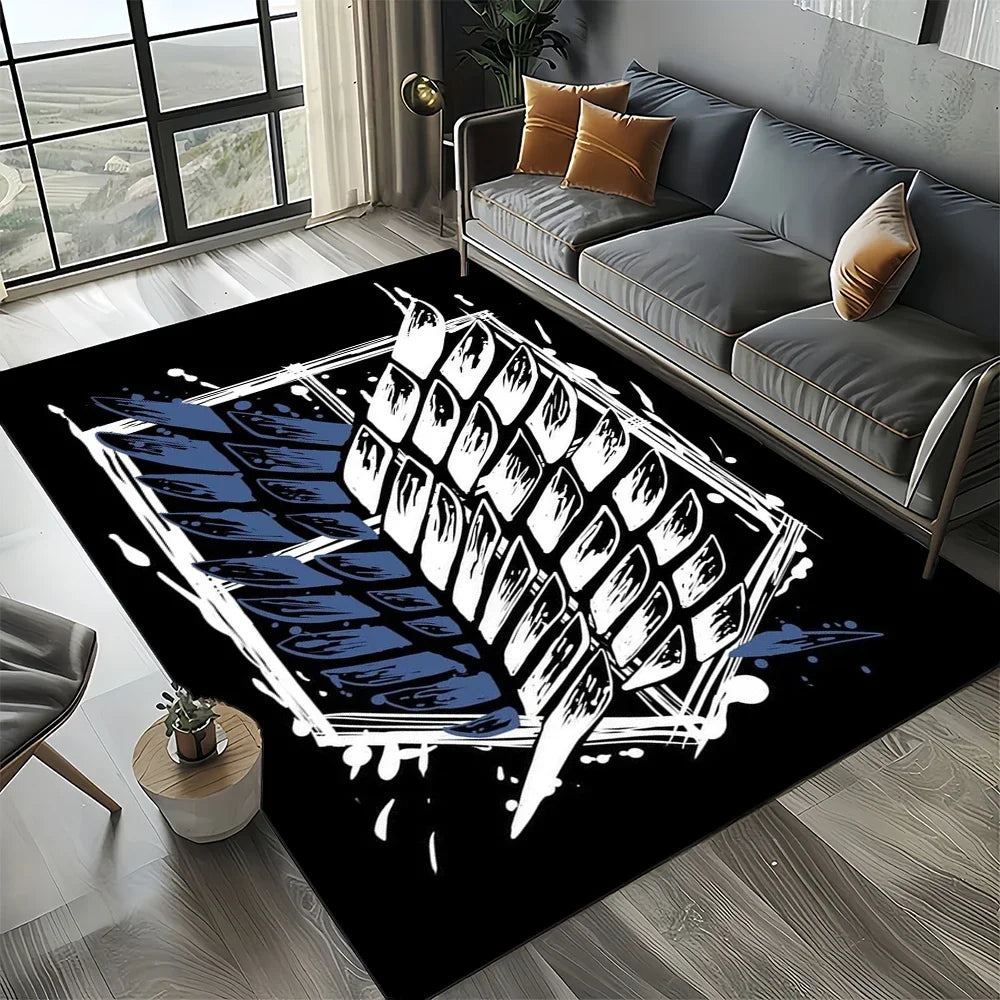 2025 Attack on Titan Eren Anime Cartoon Carpet Rug for Bedroom Living Room Home Sofa Decoration,kids Play Decor Floor Mat Gift
