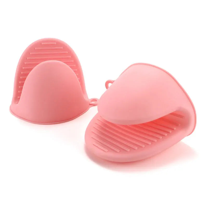 2pcs Mini Oven Gloves Silicone Heat Resistant Cooking Gloves Insulated Non-slip Gloves Clip Pot Rack Cooking Oven Gloves
