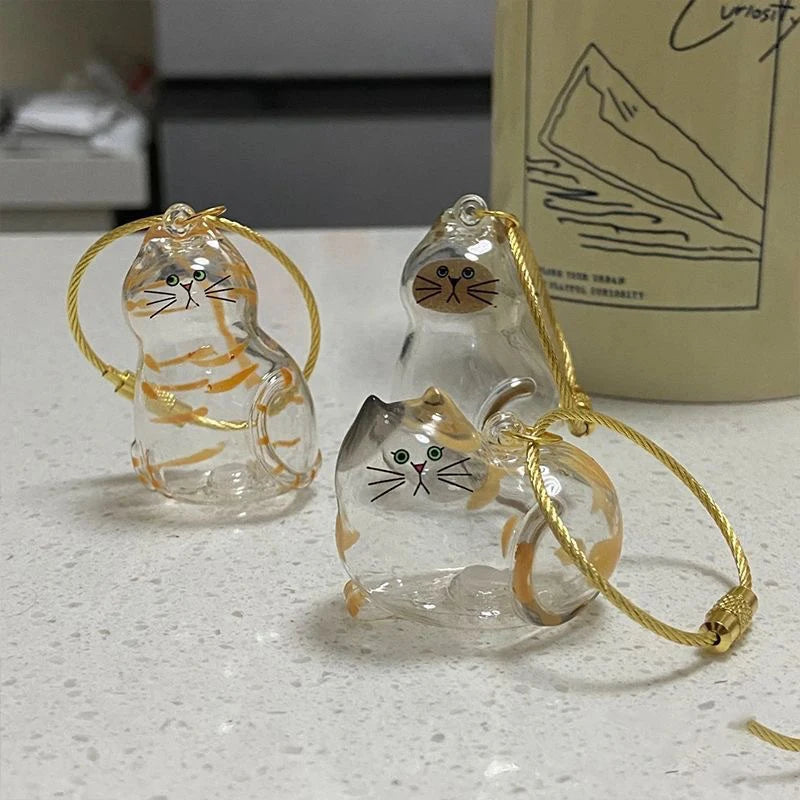 2Pcs Transparent Cat Fur Storage Box Pendant Cat Hair Capsule Commemorative Collection Bag Pendant Keychain Cat Accessories