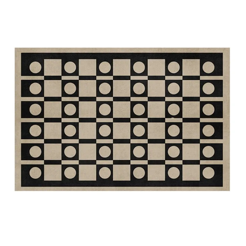 French Retro Rugs for Bedroom Checkerboard Living Room Decoration Carpet Ins Wind Plaid Bedside Floor Mat Large Area Plush Rug
