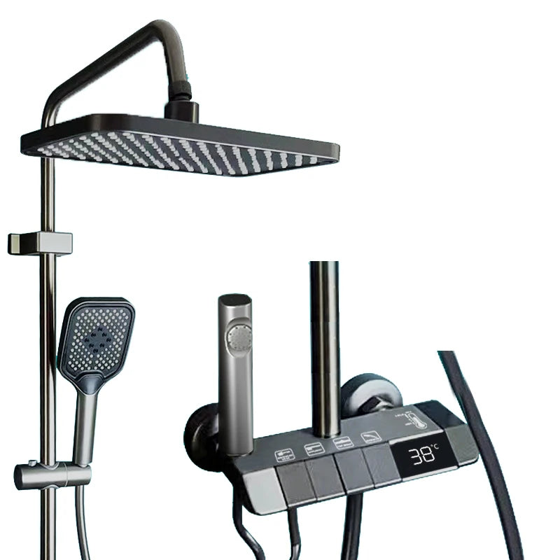 Digital Display Shower Faucet Set Rainfall Bathroom Mixer Tap Grey Bidet Shower System With Ambient Lighting Bathroom Accessorie