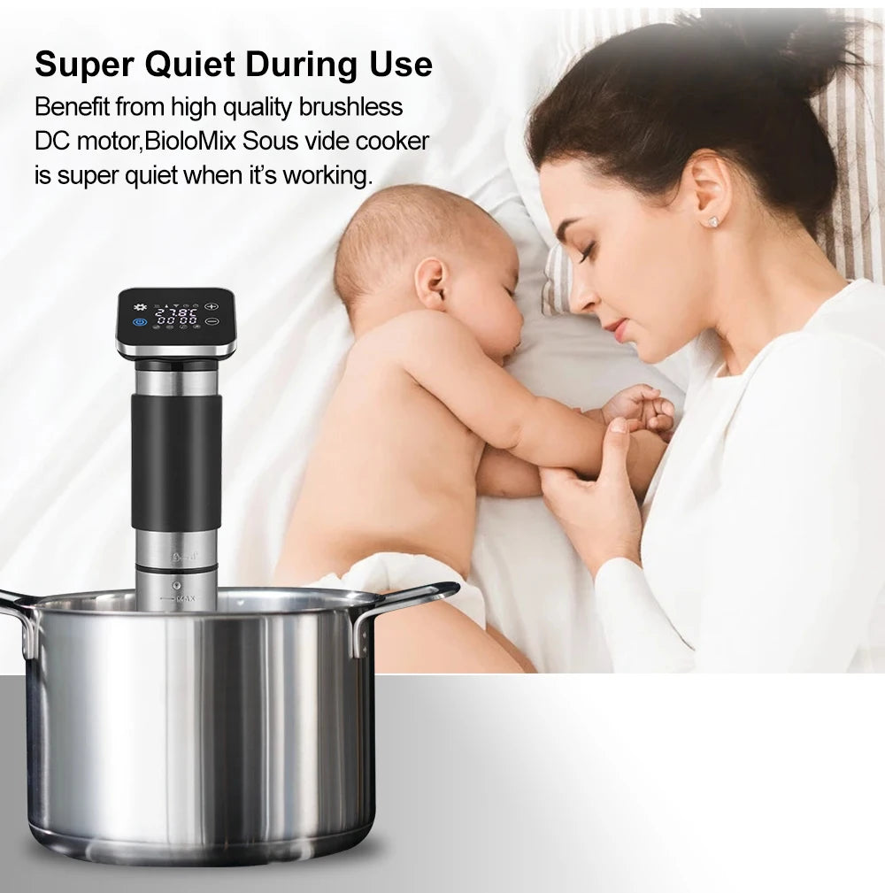 BioloMix 5th Generation Smart Sous Vide Machine WiFi Enabled Stainless Steel IPX7 Waterproof with APP Control Thermal Circulator