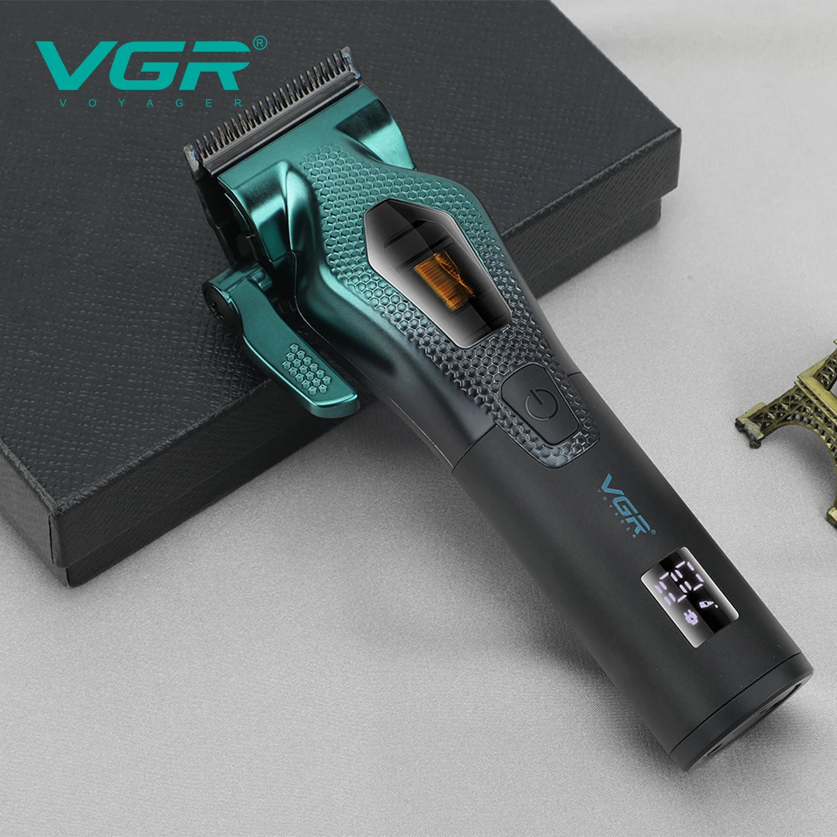 VGR high-end customized electric hair clipper gradient metal shell electric push shear intelligent control hair trimmer V-271