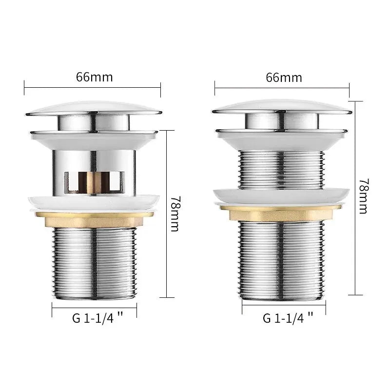 Basin Sink Drain Waste Pop Up Drain Stopper Push Button Bathroom Faucet Accessories