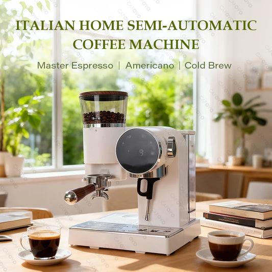 CAFOVO CG01 15 Bar 58mm Semi-Automatic Espresso Machine with Grinder With 30-Step Grinder Cold Brew Coffee Maker for Home Cafe