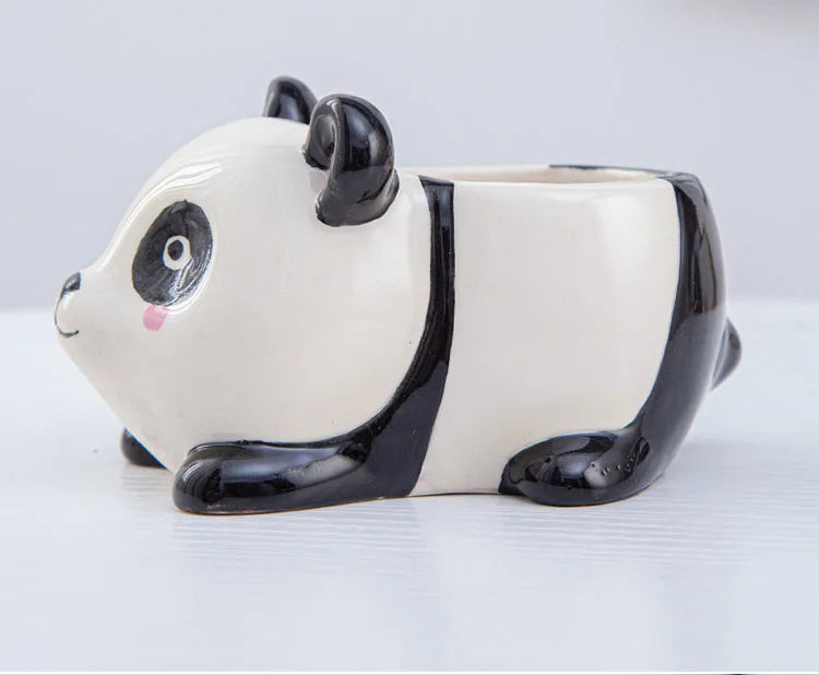 Creative Ceramic Cartoon Vase Cute Animal Panda Cactus Plant Potted Home Gardening Ornaments Ceramic Vase Gift Home Decoration