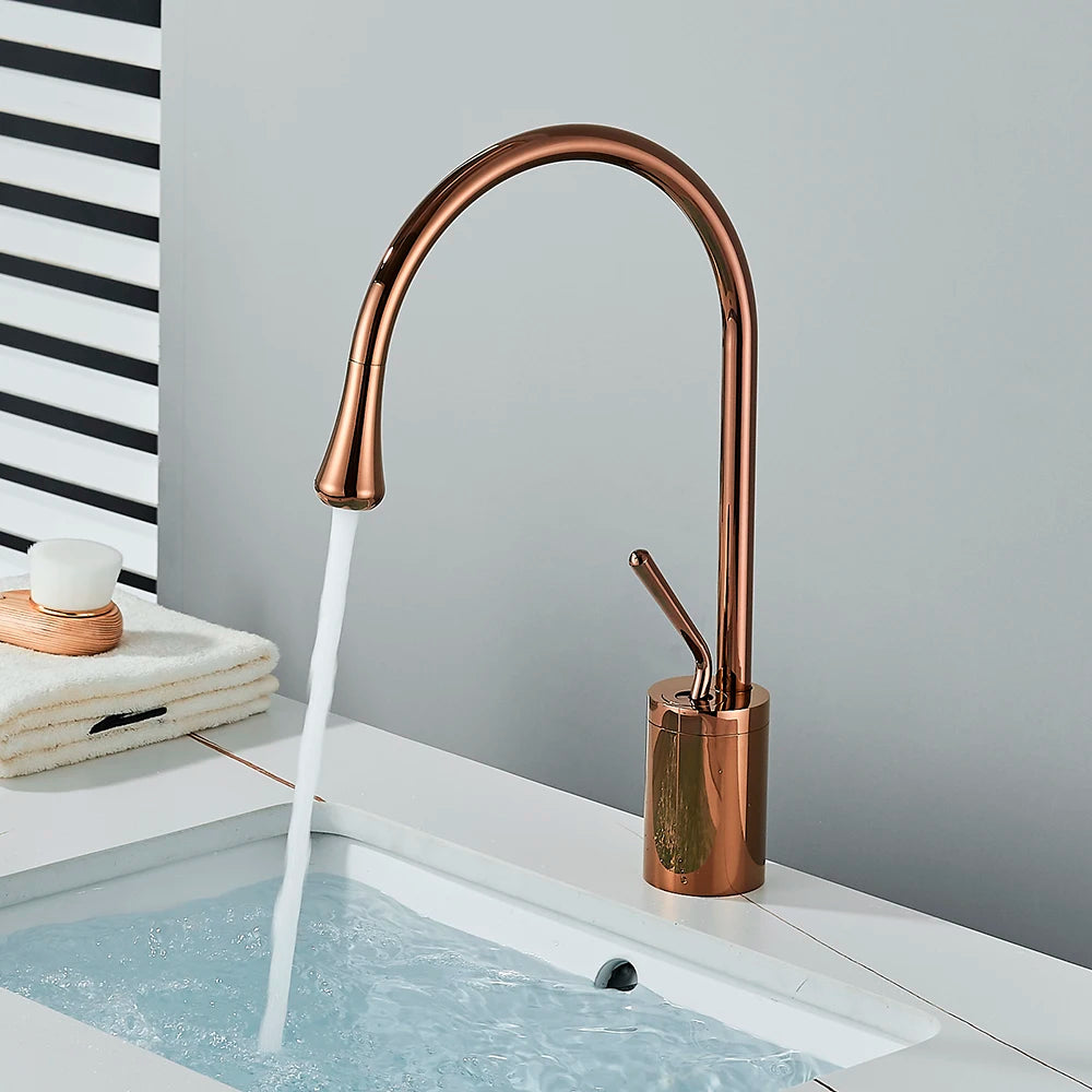 Modern Basin Faucet Bathroom Sink Faucets 360 Rotation Deck Mounted Bathroom Faucet Hot Cold Water Tap Crane For Kitchen Or Bath