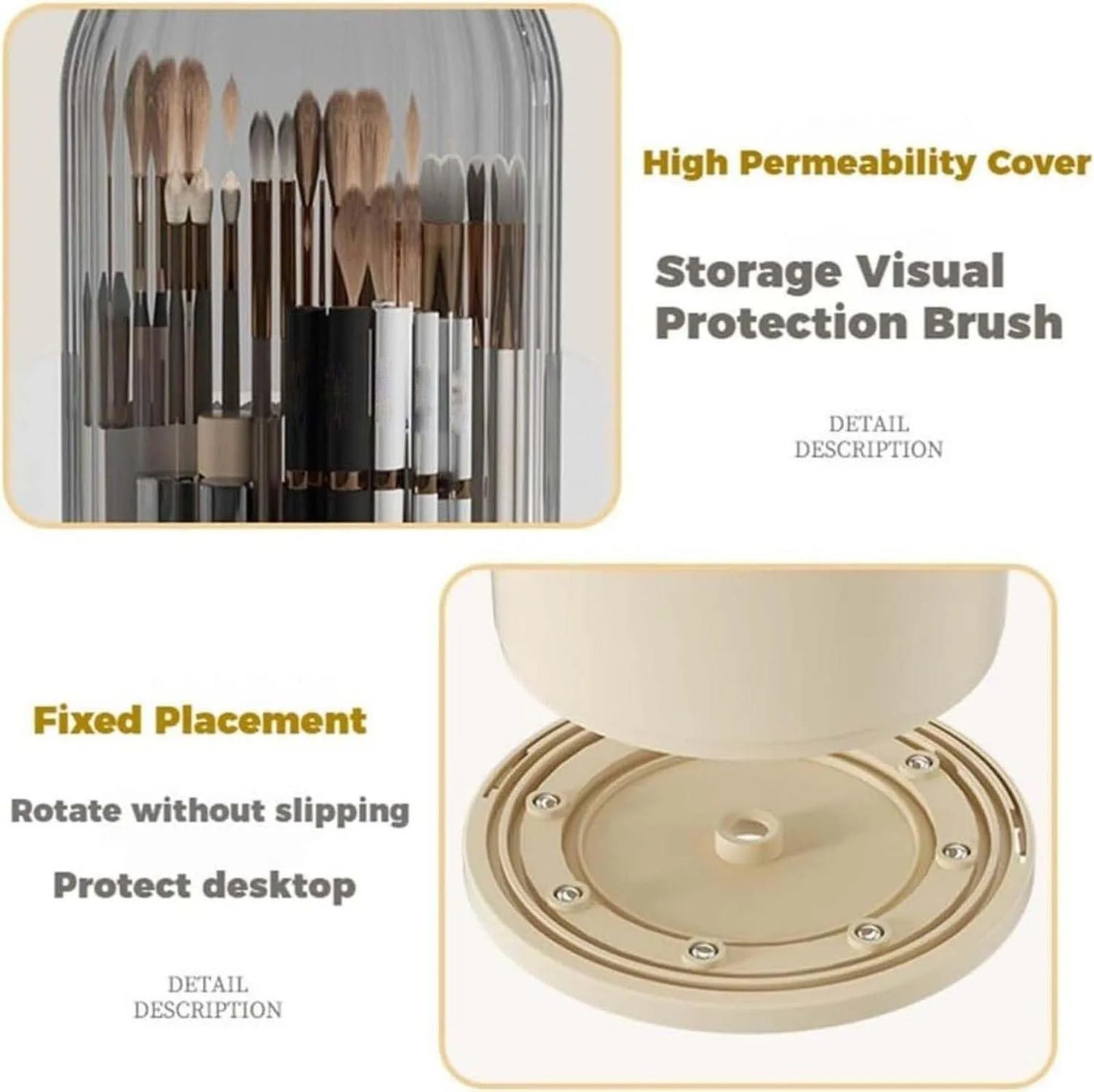 New 360° Rotating Multifuntional Organizer Clear Makeup Brush Vanity Organizer High-end Simple Makeup Brush Holder With Lid