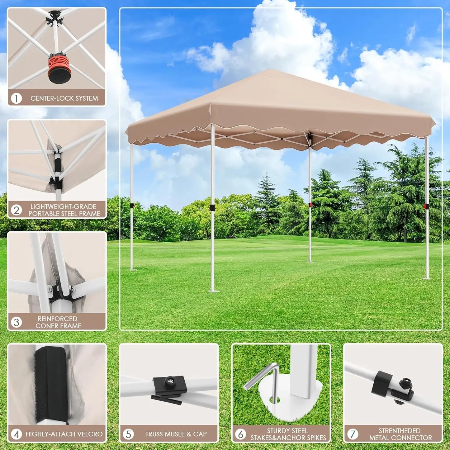 3x3M Gazebo Tent Pop up Canopy Instant with Bag Bonus 4 Weight Sandbags,& Carry Bag Foldable Shelter Outdoor Garden Tent