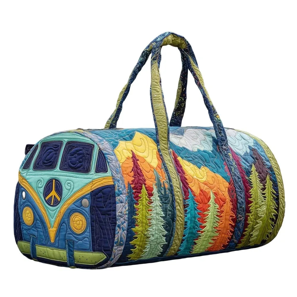 Quilted Cotton Quilted Travel Bag 3D Design Hippie Vibe Duffle Bag Frog Pattern Boho Style Printed Yoga Bag Yoga Practice