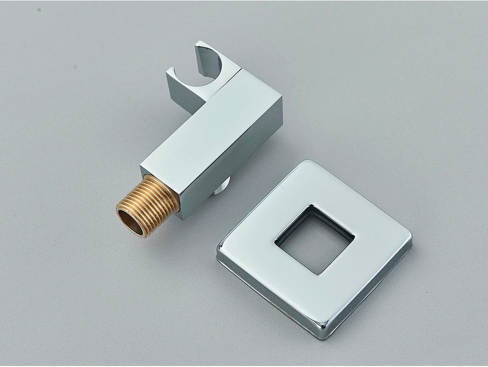 Poiqihy Chrome Shower Head Holder Handheld Shower Spray Bracket Wall Mounted Bidet Sprayer Holder Concealed Faucet Accessory